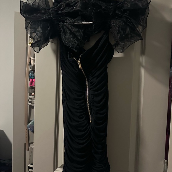 Black Mini Off the Shoulder Dress - Picture 2 of 6